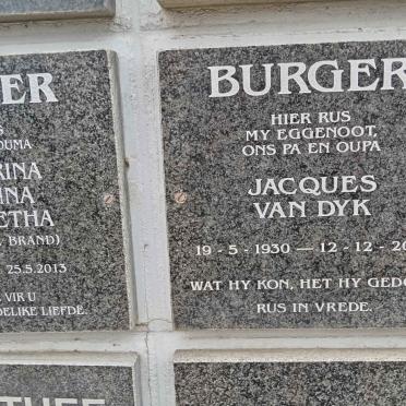 BURGER Jacques van Dyk 1930-2008