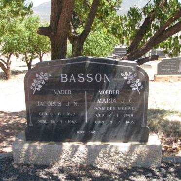 BASSON Jacobus J.N. 1877-1967 &amp; Maria J.C. VAN DER MERWE 1899-1985