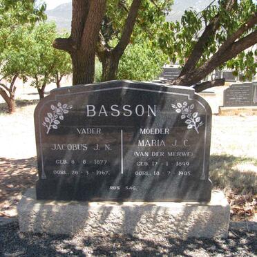 BASSON Jacobus J.N. 1877-1967 &amp; Maria J.C. VAN DER MERWE 1899-1985