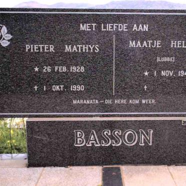 BASSON Pieter Mathys 1928-1990 &amp;  Maatje Helena LUBBE 1945-