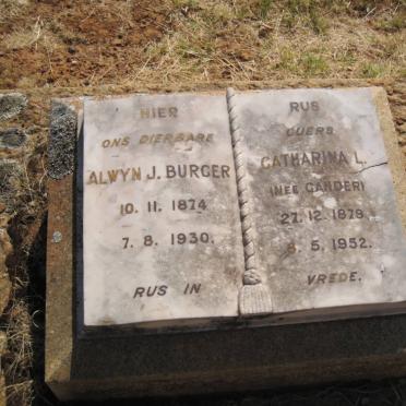 BURGER Alwyn J. 1874-1930 &amp; Catharina L. GANDER 1879-1952