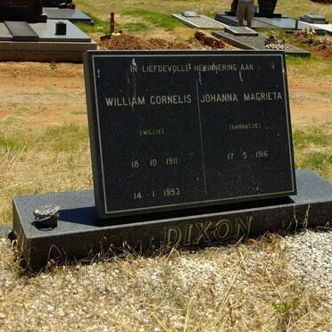 DIXON William  Cornelis 1911-1993 &amp; Johanna Magrieta 1916-