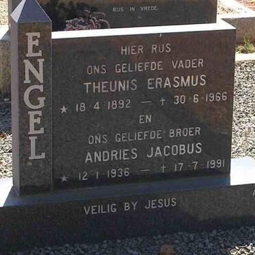 ENGEL Theunis Erasmus 1892-1966 :: ENGEL Andries Jacobus 1936-1991