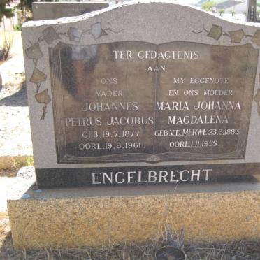 ENGELBRECHT Johannes Petrus Jacobus 1877-1961 &amp; Maria Johanna  Magdalena VAN DER MERWE 1883-1955