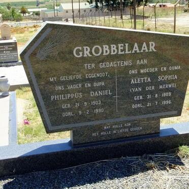 GROBBELAAR Philippus Daniel 1903-1980 &amp; Aletta Sophia VAN DER MERWE 1909-1996