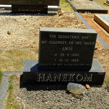 HANEKOM Awie 1940-1989
