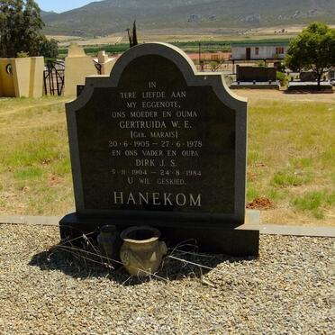 HANEKOM Dirk J.S. 1904-1984 &amp; Gertruida W.E. MARAIS 1905-1978