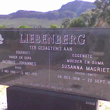 LIEBENBERG Jacobus Johannes 1910-1991 &amp; Susanna Magrieta SMIT 1918-1996