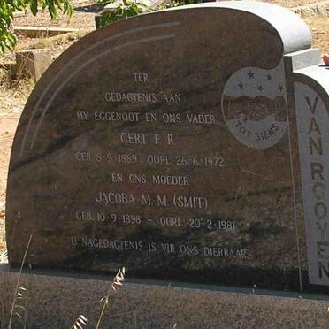 ROOYEN Gert F.R., van 1889-1972 &amp; Jacoba M.M. SMIT 1898-1981