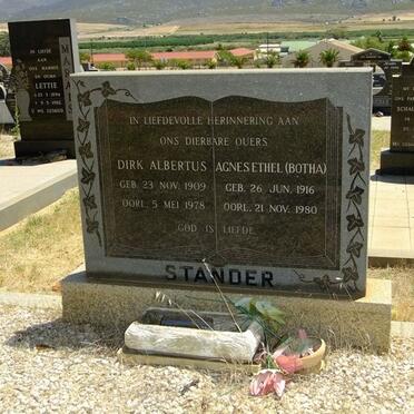 STANDER Dirk Albertus 1909-1978 &amp; Agnes Ethel BOTHA 1916-1980