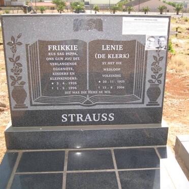 STRAUSS Frikkie 1926-1996 &amp; Lenie DE KLERK 1925-2004