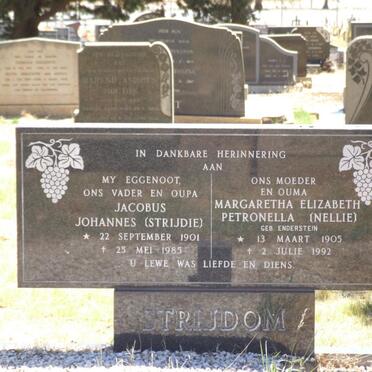 STRIJDOM Jacobus Johannes 1901-1985 &amp; Margaretha Elizabeth Petronella ENDERSTEIN 1905-1992