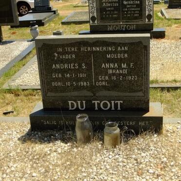 TOIT Andries S., du 1911-1983 &amp; Anna M.F. BRAND 1923-