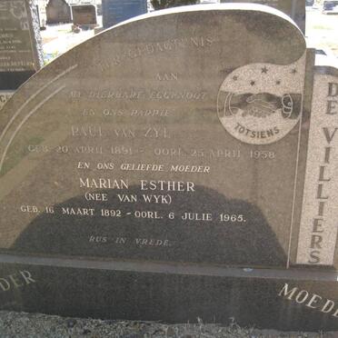 VILLIERS Paul van Zyl, de 1891-1958 &amp; Marian Esther VAN WYK 1892-1965