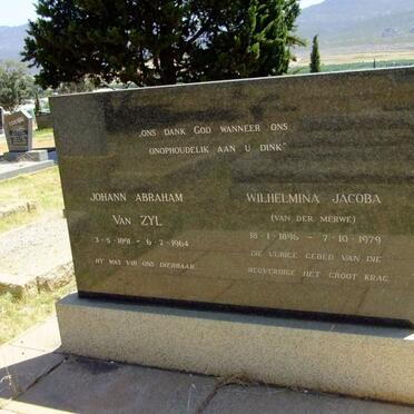 ZYL Johann Abraham, van 1891-1964 &amp; Wilhelmina Jacoba VAN DER MERWE 1896-1979