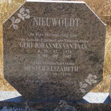 NIEUWOUDT Gert Johannes van Taak 1924-2002 &amp; Hester Elizabeth 1930-