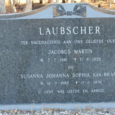 LAUBSCHER Jacobus Martin 1881-1935 &amp; Susanna Johanna Sophia BRAND 1882-1976