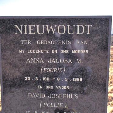 NIEWOUDT David Josephus 1913-1988 &amp; Anna Jacoba FOURIE 1911-1969