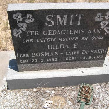 SMIT Hilda E. formerly DE BEER nee BOSMAN 1892-1970