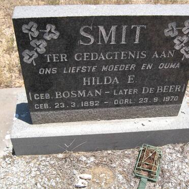 SMIT Hilda E. formerly DE BEER nee BOSMAN 1892-1970