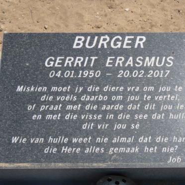 BURGER Gerrit Erasmus 1950-2017