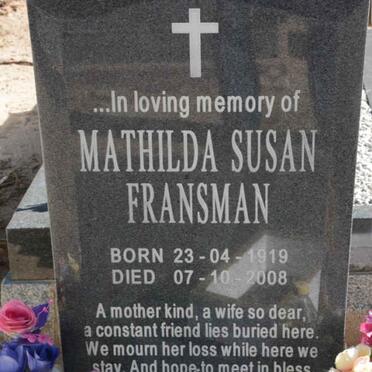 FRANSMAN Mathilda Susan 1919-2008