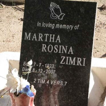ZIMRI Martha Rosina 1923-2007