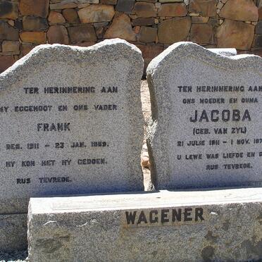 WAGENER Frank 1911-1969 &amp; Jacoba VAN ZYL 1911-1979
