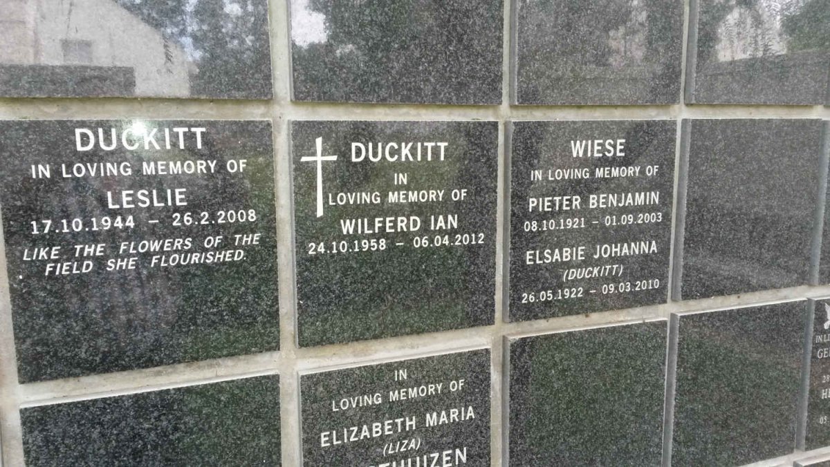 DUCKITT Leslie 1944-2008 :: DUCKITT Wilferd Ian 1958-2012