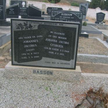 BASSON Johannes Jacobus 1903-1986 &amp; Johanna Jacoba Gysberta DE GOEDE 1906-1971