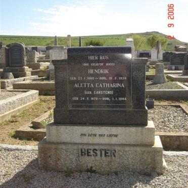 BESTER Hendrik 1860-1950 &amp; Aletta Catharina CARSTENS 1870-1944