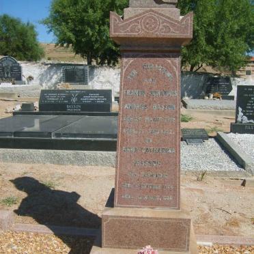 BASSON Francis Johannes Andries 1873-1937 &amp; Anna Catharina SCHREUDER 1870-1936