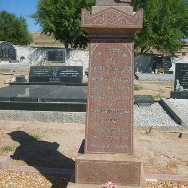 BASSON Francis Johannes Andries 1873-1937 &amp; Anna Catharina SCHREUDER 1870-1936