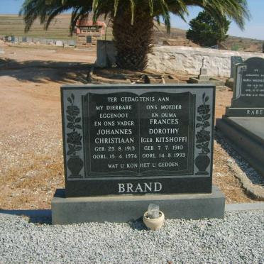 BRAND Johannes Christiaan 1913-1974 &amp; Frances Dorothy KITSCHOFF 1910-1993
