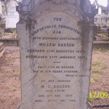 BASSON Willem 1838-1921 &amp; M.C. LOUW 1860-1954