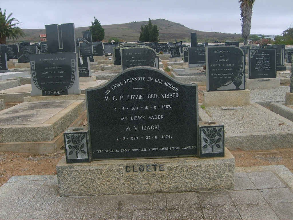 CLOETE M.V. 1879-1974 &amp; M.E.P. VISSER 1879-1957