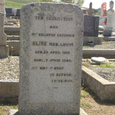 HORN Elise nee LOUW 1910-1940
