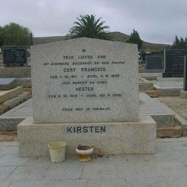 KIRSTEN Gert Francois 1911-1959 &amp; Hester 1918-2001