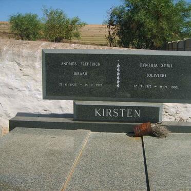 KIRSTEN Andries Frederick 1903-1977 &amp; Cynthia Sybil OLIVIER 1917-1988