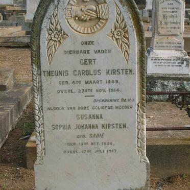 KIRSTEN Theunis Carolus 1849-1914 &amp; Susanna Sophia Johanna SADIE 1856-1917