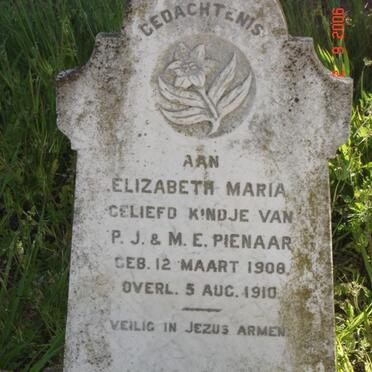 PIENAAR Elizabeth Maria 1908-1910