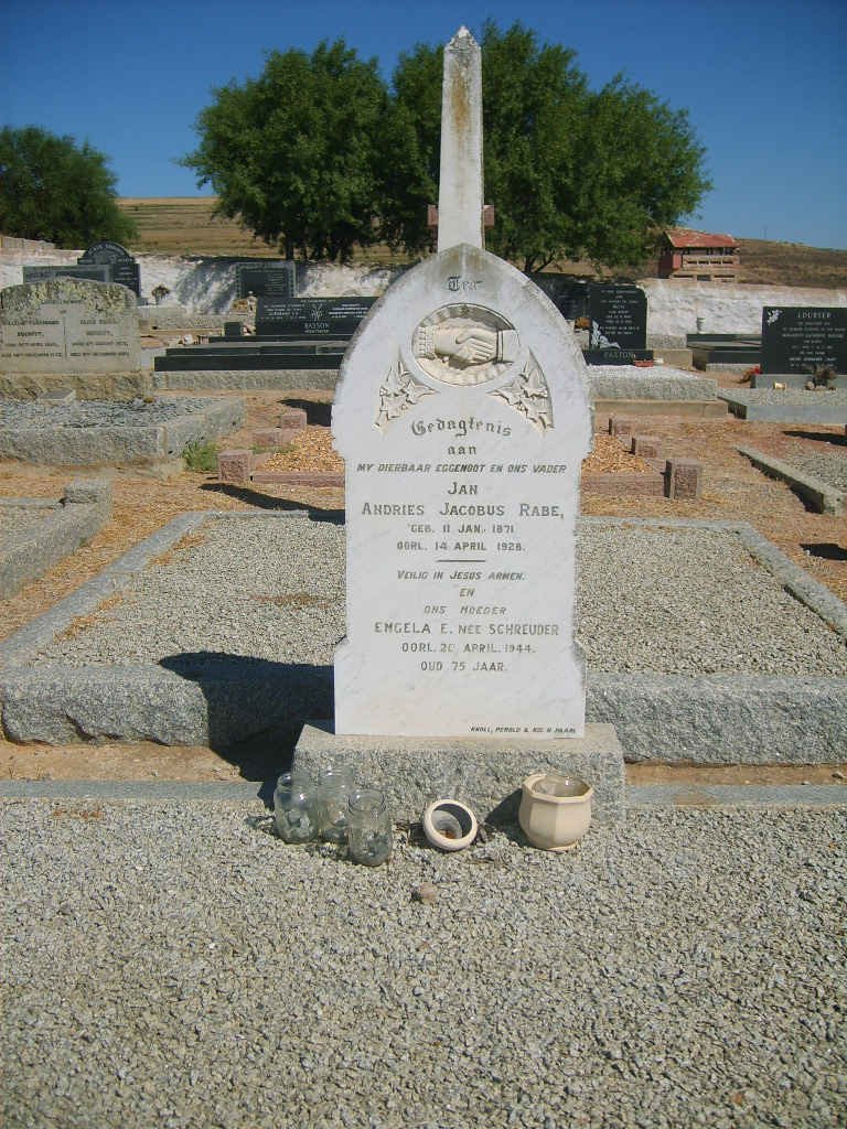 RABE Jan Andries Jacobus 1871-1928 &amp; Engela E. SCHREUDER -1944