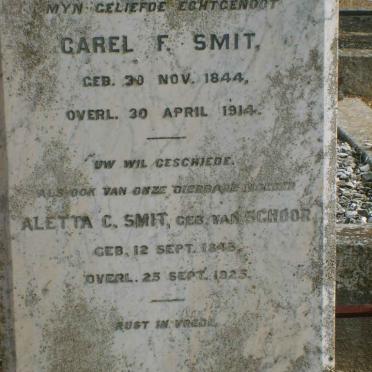 SMIT Carel F. 1844-1914 &amp; Aletta C. VAN SCHOOR 1845-1923