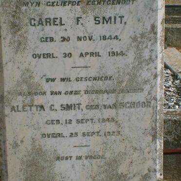 SMIT Carel F. 1844-1914 &amp; Aletta C. VAN SCHOOR 1845-1923