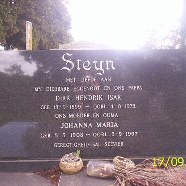 STEYN Dirk Hendrik Isak 1899-1973 &amp; Johanna Maria 1908-1997