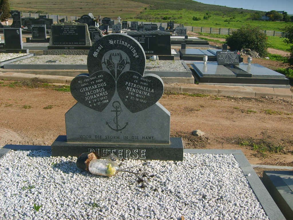 PIETERSE Gerhardus Jacobus Johannes 1942-1988 &amp; Petronella Hendrina LE ROUX 1947-