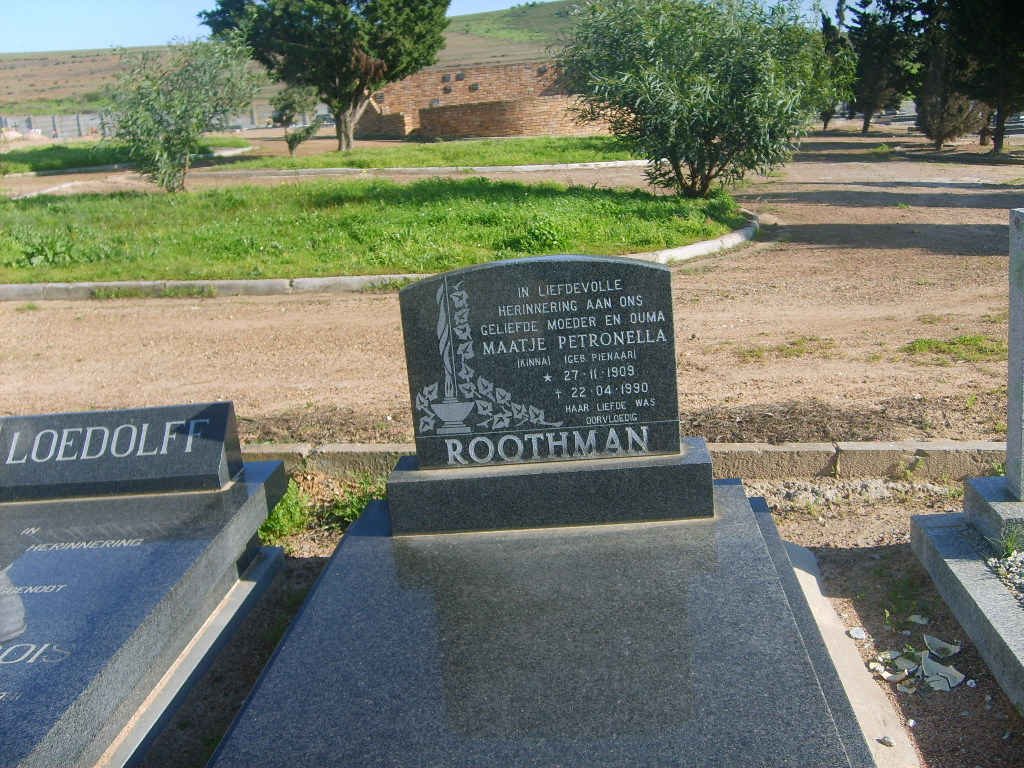 ROOTHMAN Maatje Petronella nee PIENAAR 1909-1990