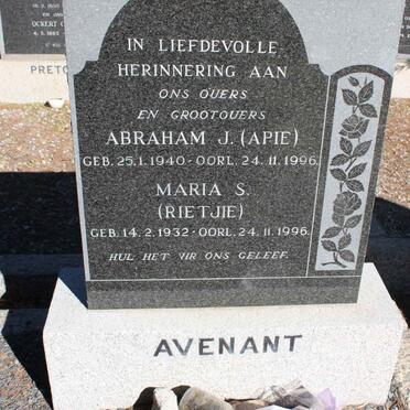 AVENANT Abraham J. 1940-1996 &amp; Maris S. 1932-1996