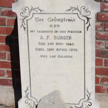 BURGER A.F. 1868-1930