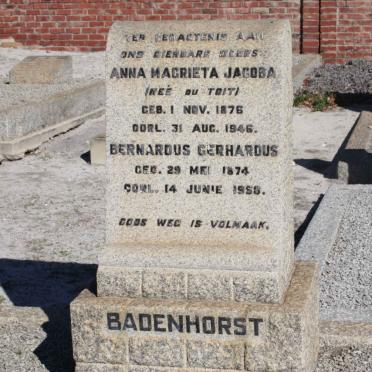 BADENHORST Bernardus Gerhardus 1874-1958 &amp; Anna Margrieta Jacoba DU TOIT 1876-1946